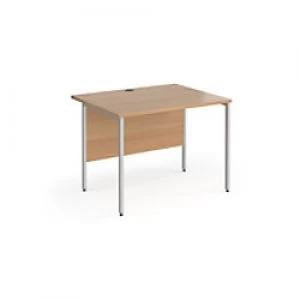 Dams International Rectangular Straight Desk with Beech Coloured MFC Top and Silver H-Frame Legs Contract 25 1000 x 800 x 725mm