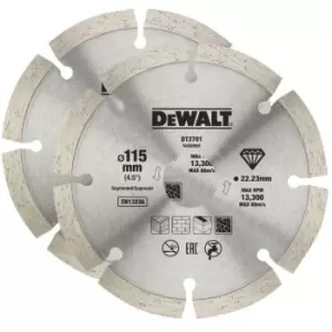 DEWALT - 115mm Angle Grinder Blade Segmented Diamond Cutting Discs 4.5 x 2