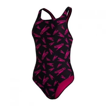 Speedo BM Logo Swimsuit Ladies - Black/Pink