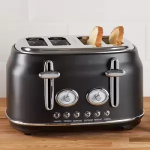Dunelm Retro 4 Slice Matt Black Toaster