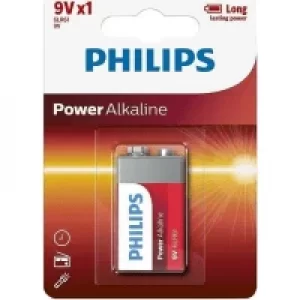 Philips 6LR61 9V Power Alkaline E-Block Battery (1 Pack)