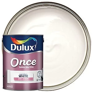 Dulux Once Pure Brilliant White Soft Sheen Emulsion Paint 5L