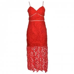 Bardot V Neck Party Dress - Red