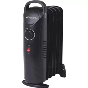 Schallen - Black Portable Electric Slim Oil Filled Radiator Heater with Adjustable Temperature Thermostat, 3 Heat Settings & Safety Cut Off (800W 6