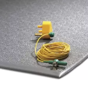 COBAstat anti-fatigue matting, conductive, with earthing cable, grey PVC, LxW 1500 x 900 mm