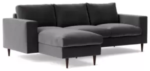 Swoon Evesham Velvet Left Hand Corner Sofa - Granite Grey