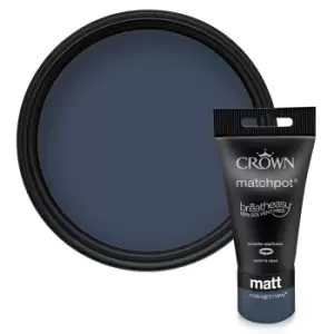Crown Feature Wall Breatheasy Midnight Navy - Matt Paint - 40ml Tester