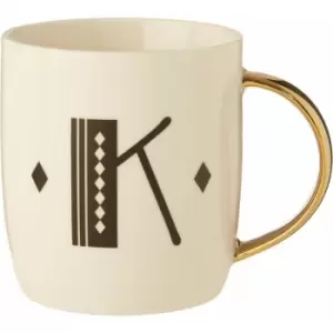 Diamond Deco K Letter Monogram Large Mug Personalised Coffee Mug / Espresso Cups For Home And Office Use Cappuccino Cup For Everyday Use 9 x 9 x 12