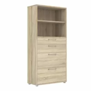 Prima Bookcase 1 Shelf With 2 Drawers And 2 File Drawers In Oak Effect