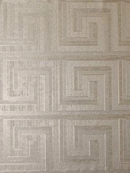 Arthouse Greek Key Foil Wallpaper ; Champagne