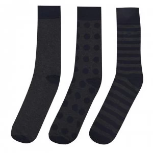 French Connection Connection 3 Pack Stripe Sock Size 7-11 - Marine/Cold Sky