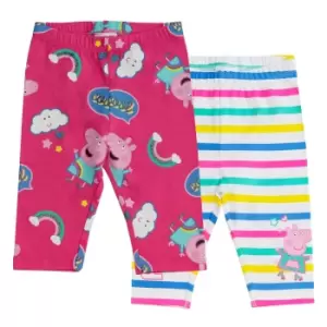 Peppa Pig Girls Rainbow Leggings (Pack of 2) (2-3 Years) (Multicoloured)