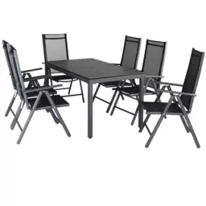 6 Seat Garden Table and Chairs Bern Anthracite Alu WPC Table Top