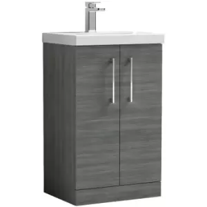 Arno Anthracite 500mm 2 Door Vanity Unit with 40mm Profile Basin - ARN501A - Anthracite - Nuie