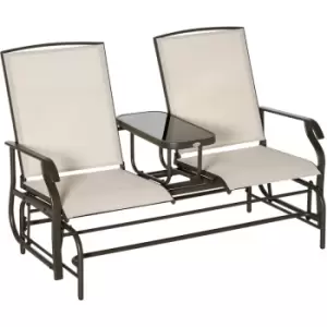 2 Seater Rocker Double Rocking Chair Lounger Outdoor Garden Furniture - Brown - Outsunny