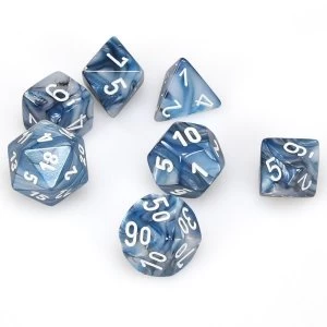 Chessex Poly 7 Dice Set: Lustrous Slate w/white