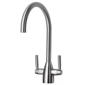 Enza Bronte Brushed Chrome Twin Lever Kitchen Mixer Tap