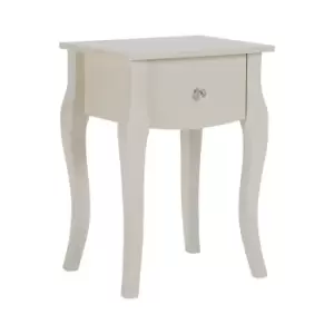 Interiors By Premier Housewares Single Drawer Side Table Ivory With Crystal Handle