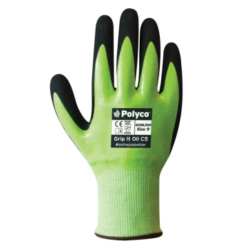 GIOK/08 Grip It Oil C5 Yellow/Black Cut Resistant Gloves - Size 8