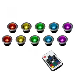 10 x 40mm Minisun Remote Control LED Colour Changing Decking Lights