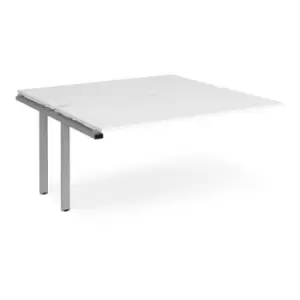 Bench Desk Add On 2 Person Rectangular Desks 1600mm White Tops With Silver Frames 1600mm Depth Adapt