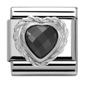 Nomination CLASSIC Silvershine Faceted Hearts Black Cubic Zirconia...