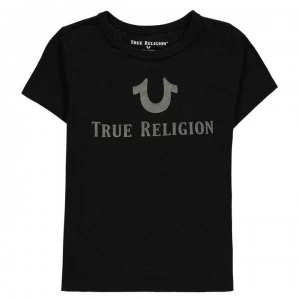 True Religion Junior Boys Foil Logo T Shirt - BLACK
