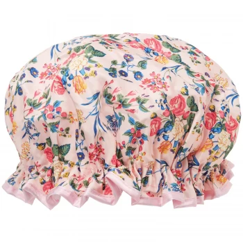 The Vintage Cosmetic Company Shower Cap - Pink Floral Satin