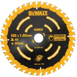 DEWALT Cordless Extreme Framing Circular Saw Blade 165 x 20mm x 40T