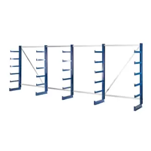 eurokraft pro shelf unit length 5400 mm, shelf unit length 5400 mm, single sided, gentian blue
