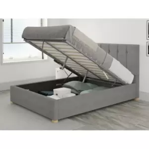 Hepburn Ottoman Upholstered Bed, Eire Linen, Grey - Ottoman Bed Size King (150x200)