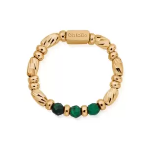 ChloBo Gold Plated Malachite Sparkle Ring of Empowerment