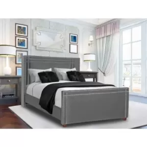 Envisage Trade - Cubica Upholstered Beds - Plush Velvet, Double Size Frame, Grey - Grey
