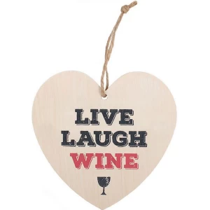 Live, Laugh, Wine Hanging Heart Sign
