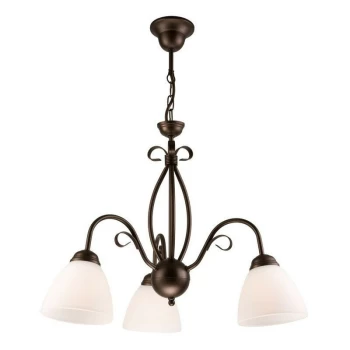 Lamkur Lighting - Adelle Multi Arm Pendant Ceiling Light With Glass Shades, Brown, 3x E27