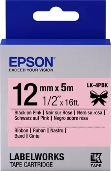 Epson C53S654031|LK-4PBK DirectLabel-etikettes Black on pink 12mm...