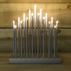 29cm Tall Battery Operated Candle Bridge with 6 Hour Timer & 17 LEDs - Silver