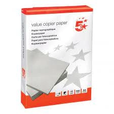 5 Star A4 Value Copier Paper Ream Wrapped White 5 x 500 Sheets