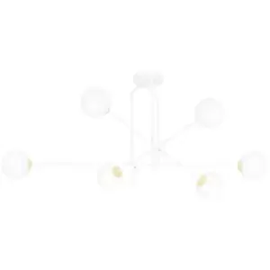 Emibig Diarf White/Gold Globe Ceiling Light with White Glass Shades, 6x E14