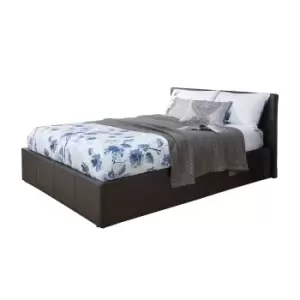 End Lift Double Ottoman Bed Black Faux Leather