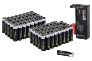 Maplin Extra Long Life High Performance Alkaline AA Batteries x80 with FREE Universal Battery Tester
