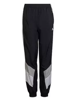 adidas Older Boys Colourblock Woven Cuffed Pants - Black/Grey, Size 13-14 Years