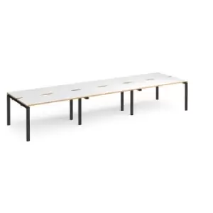 Bench Desk 6 Person Rectangular Desks 4200mm White/Oak Tops With Black Frames 1200mm Depth Adapt