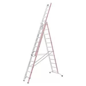Hymer 604736 Red Line Industrial 3 Section Combination Ladder 3 x 12 Tread