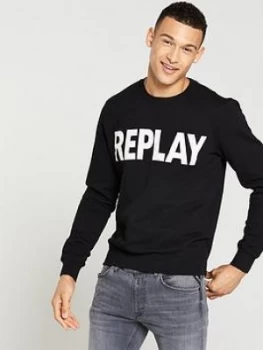 Replay Logo Sweatshirt Black Size M Men