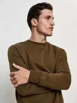 Burton Menswear London Burton Regular Fit Crew Sweatshirt, Khaki, Size S, Men