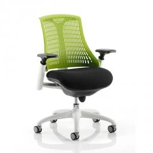 Trexus Flex Task Operator Chair With Arms Black Fabric Seat Green Back