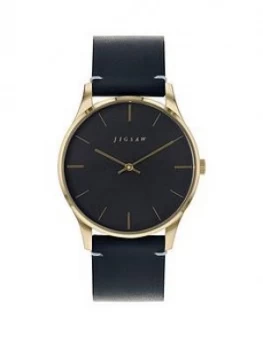 Jigsaw Jigsaw Black And Gold Detail Dial Black Leather Strap Ladies Watch