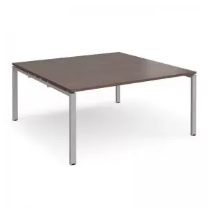 Adapt square boardroom table 1600mm x 1600mm - silver frame and walnut