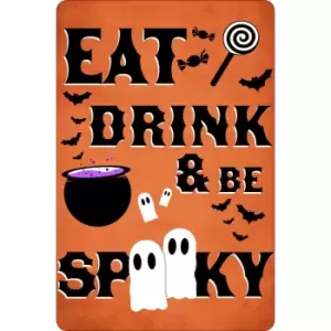 Greet Tin Card Eat Drink & Be Spooky Plaque (One Size) (Orange/Black)